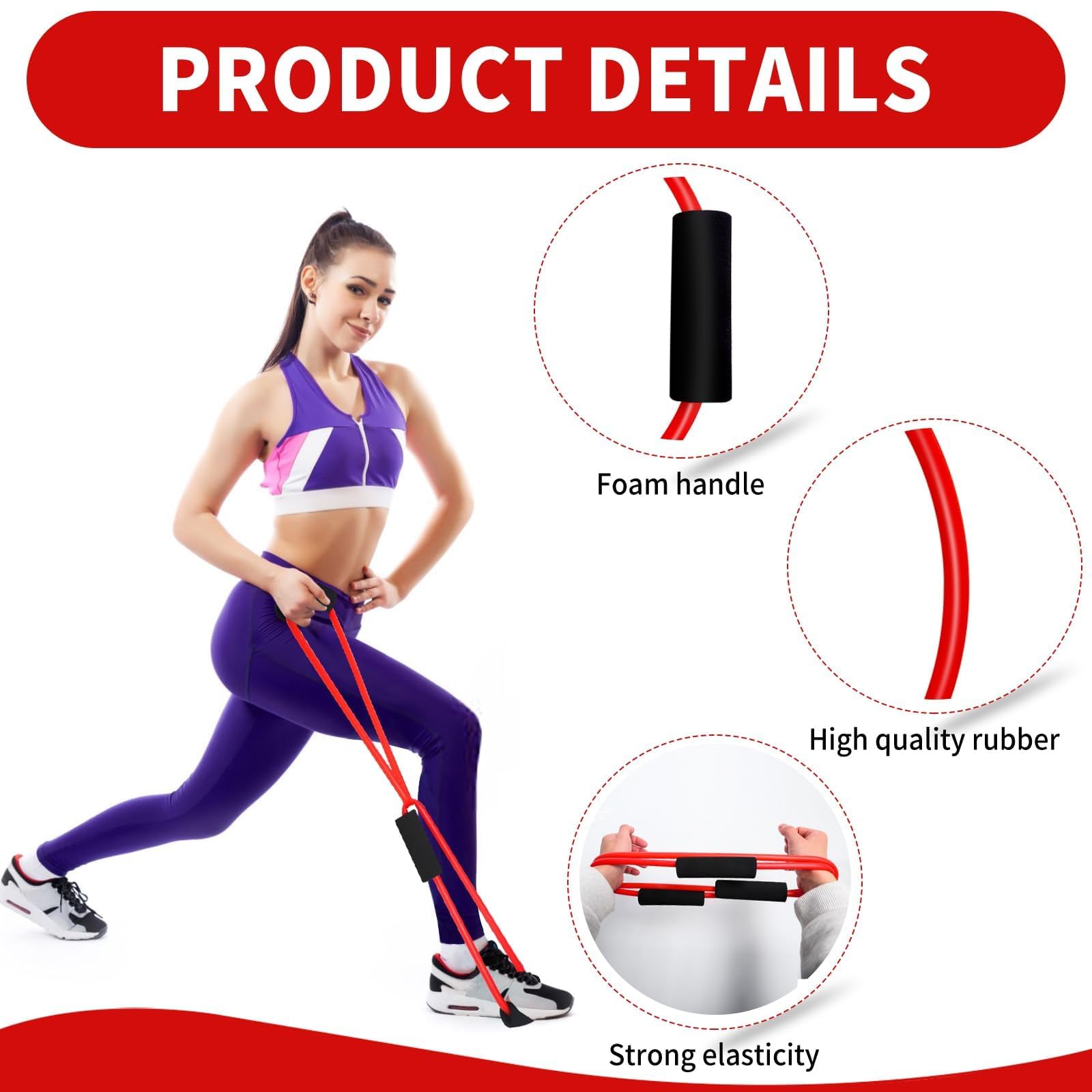 Barre Double Tube Resistance Band Barre Workout Equipment Rubber