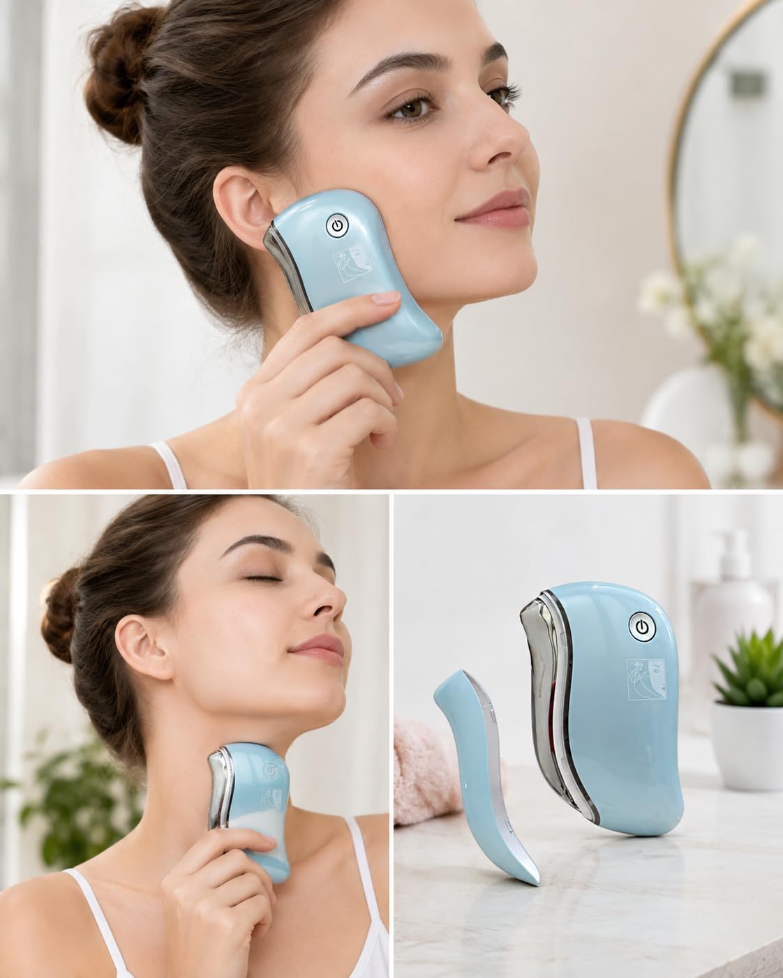 Electric Heated Gua Sha Facial Massager with Heat and Vibration