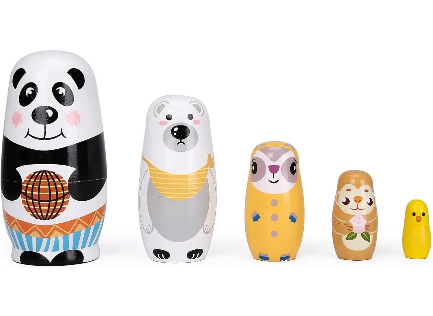 【美品】　マトリョーシカ・木製　5体入れ子人形 Amazon.co.jp: マトリョーシカマトリョーシカ おもちゃ ロシアの入れ子