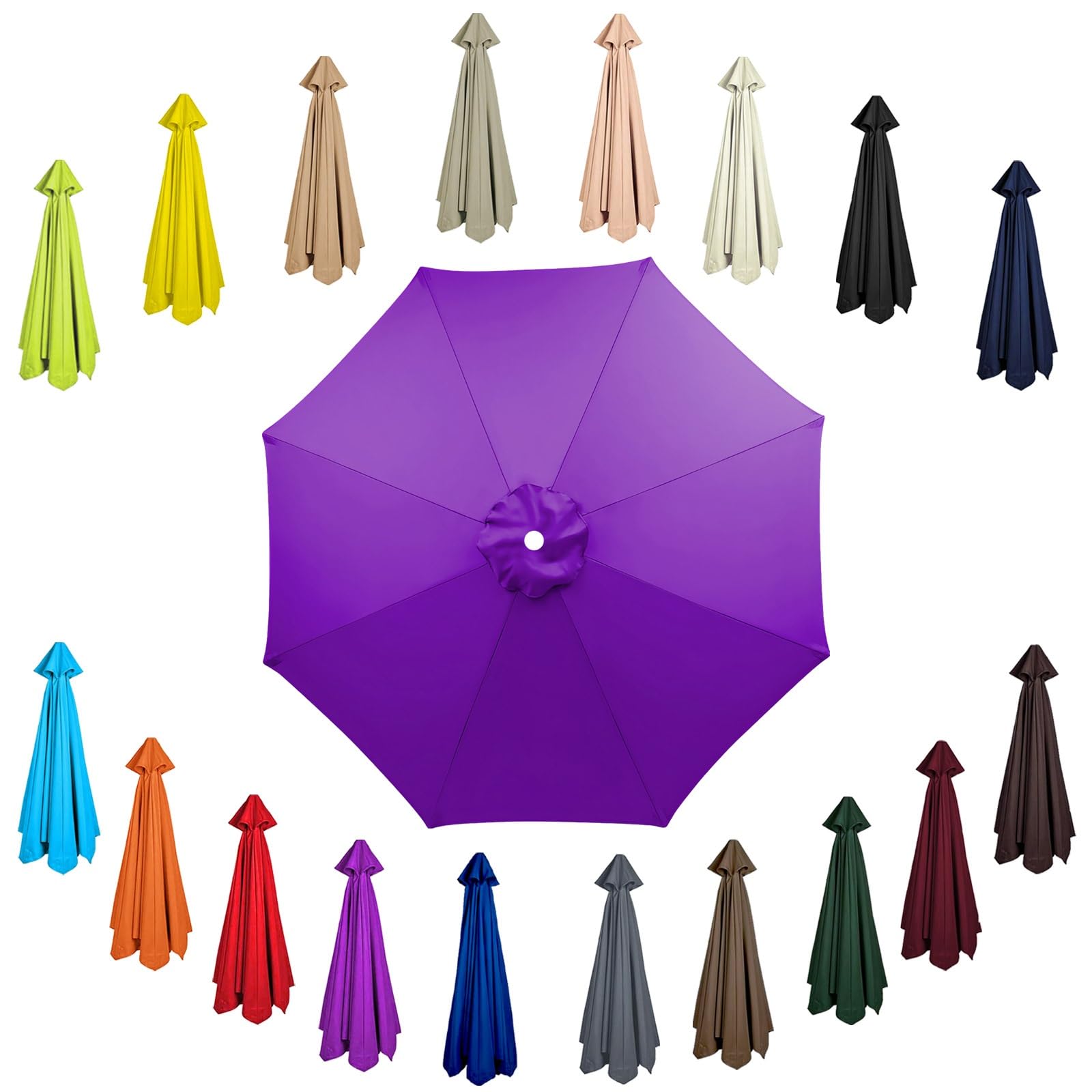 8 Ribs Replacement Canopy, 2m Patio Umbrella Replacement, Garden Parasol Umbrella Cover, Washable, Canopy Only, for Backyard, Pool, Patio, Yard, Garden(Purple)