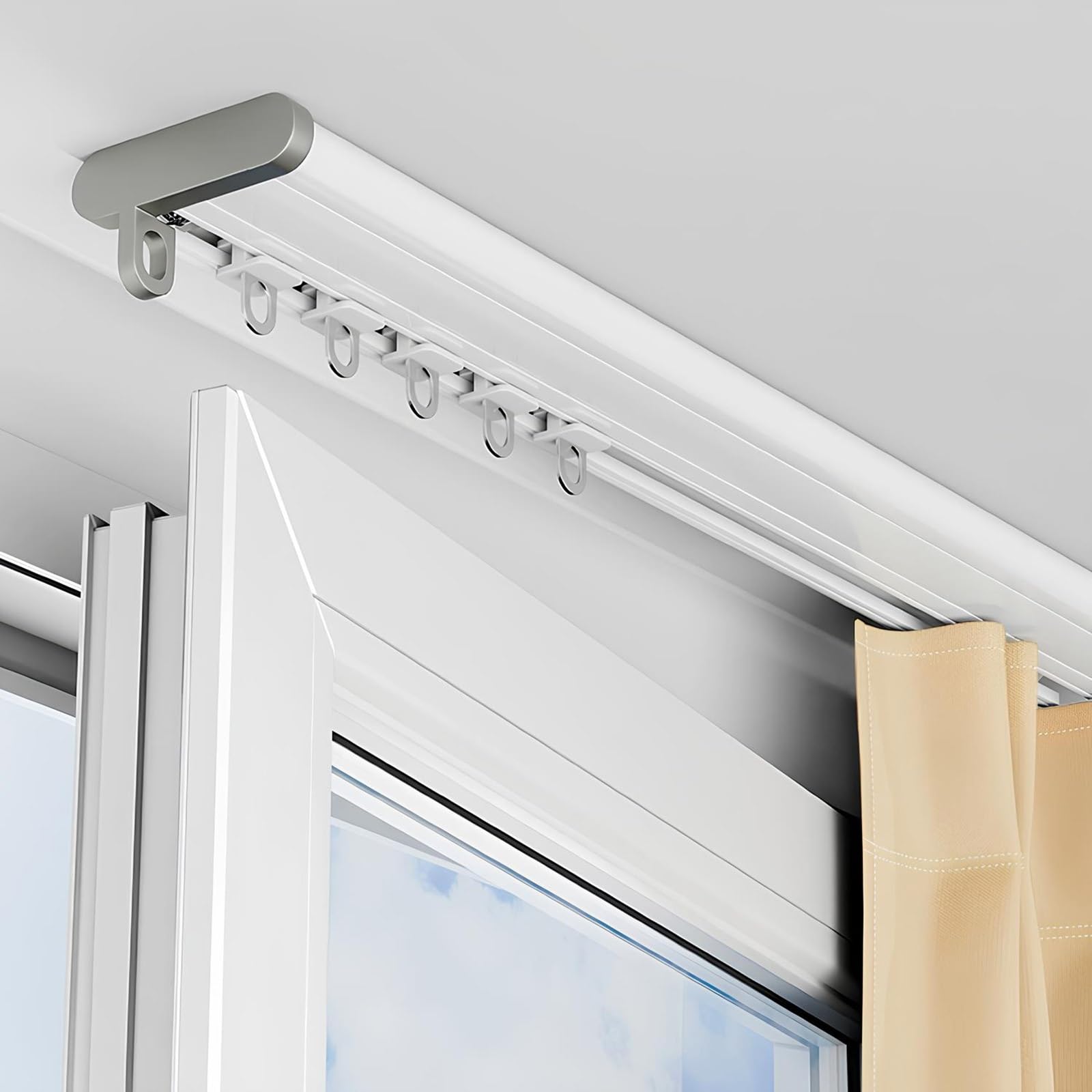 Système de tringle à rideaux pour séparation pièce et espace de bureau 150cm
