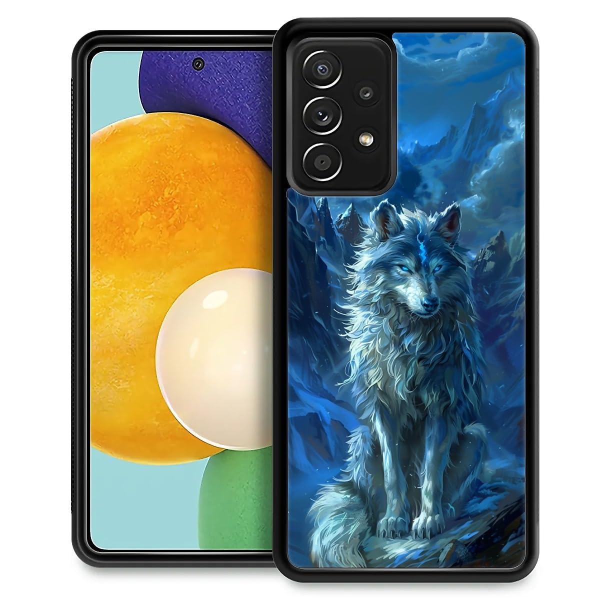 CARLOCA Compatible with Samsung Galaxy A53 5G Case, Design for Girl Shockproof Anti-Scratch Hard PC Back Case Fashion Pattern Fantasy Silver Blue Wolf