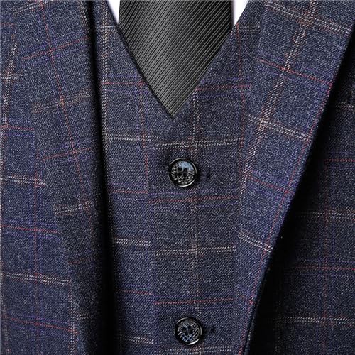 Mens 3 Piece Striped Notched Lapel Suit Jacket Slim Fit Formal Blazer Coat Wedding Prom Party Suits4