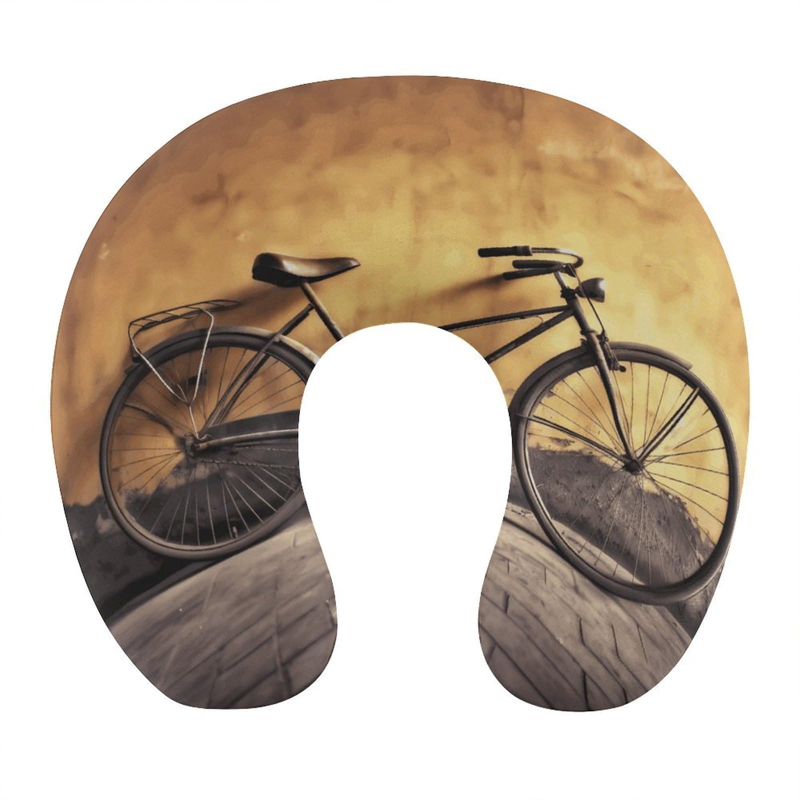 FekiLoot Old Bicycle Travel Pillow,U Shaped Office Napping Pillow Support Neck and Head Comfortable Travel Neck Pillow U Shape Sleeping Essentials for Long Haul Flights