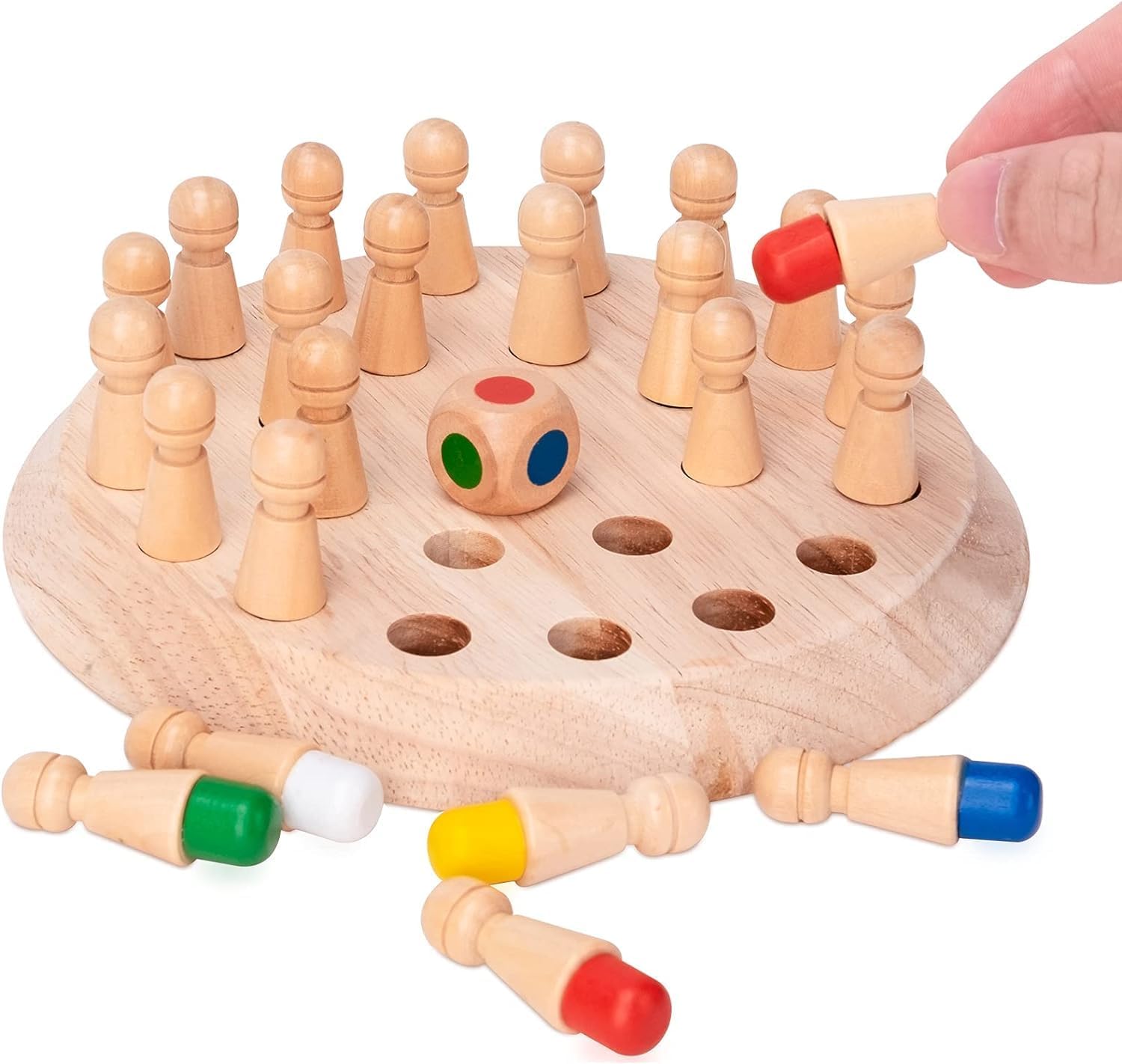 Wooden Memory Match Stick Game for Kids Educational Color Learning Toy with Dice Board Game for Toddlers Preschoolers