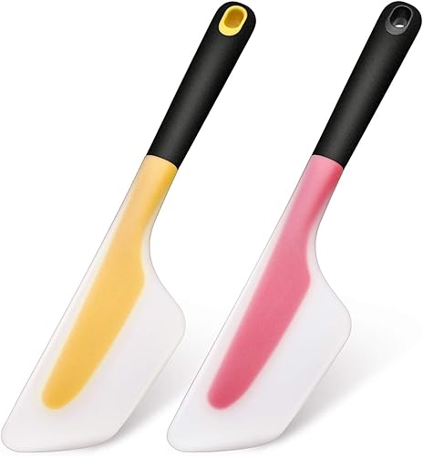 2 piezas de espátula de tortilla de cocina volteador de silicona abatible y plegable para tortilla de cocina, tortilla y crepes de panqueques (rojo
