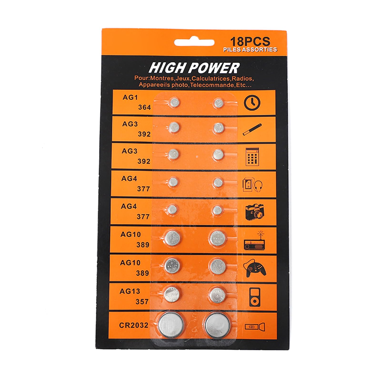 Battery,18Pcs AG1 364 AG3 392 AG4 377 AG10 389 AG13 357 Button Cell Batteries Coin Battery Kits Suitable for Watch Clock