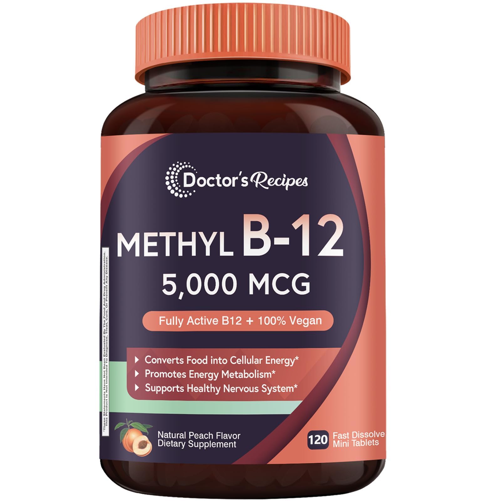 Doctor's Recipes Vitamin B12 Sublingual, Methylcobalamin 5000 mcg 120ct 120 Count (Pack of 1)