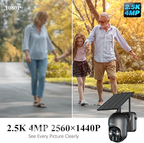Miniatura 2 de Ctronics Cámara de seguridad inalámbrica de 2.5K 4MP para exteriores, WiFi Cámara de seguridad solar alimentada por batería, PTZ de 360°, visión