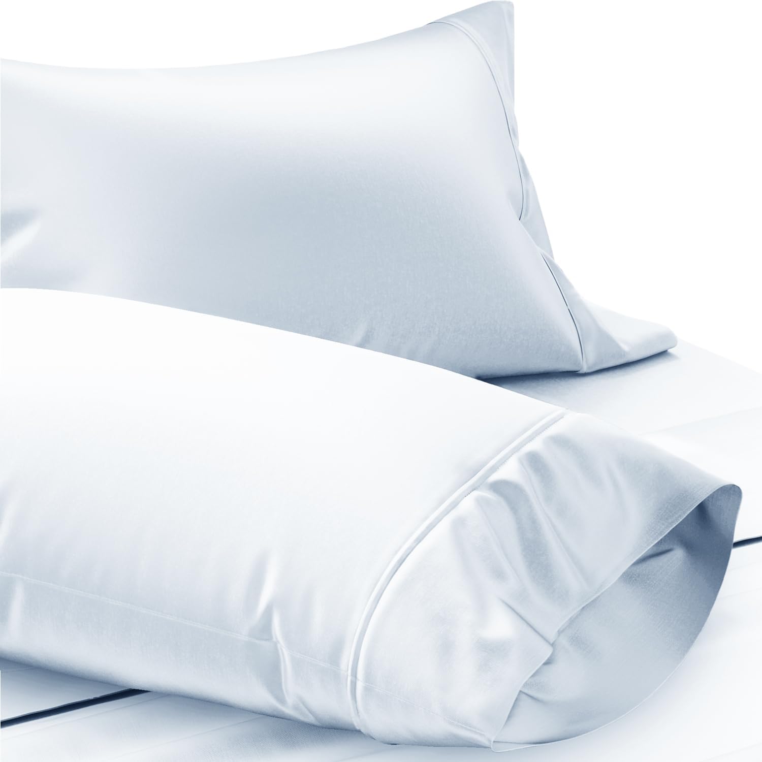 TEXAS LINEN CO. 100% Egyptian Cotton Standard/Queen Size Pillow Cases Set of 2-1000 Thread Count Pillow Cover - Breathable & Cooling Light Blue Pillowcases Set of 2 for Standard/Queen Pillows