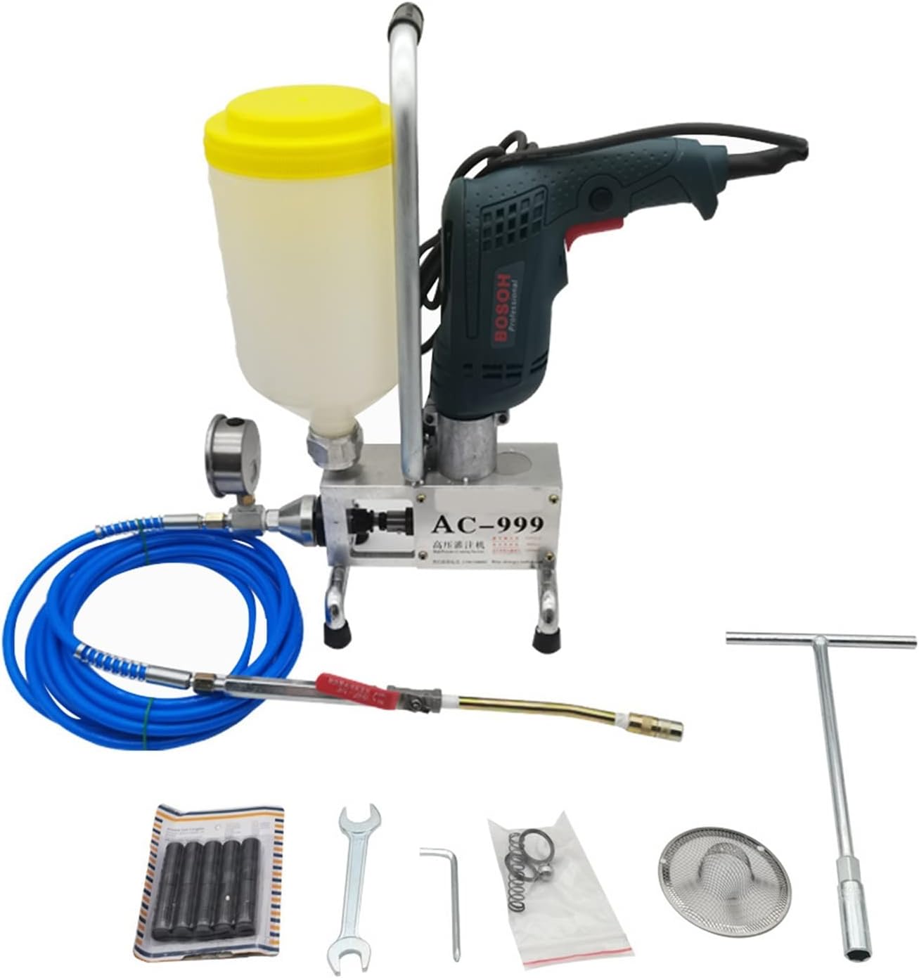 Epoxy Injection Pump Epoxy/Polyurethane Foam Grouting Machine Steel Hose Concrete Repair Crack 999 810/910/1300W,DIY Tools(910w)