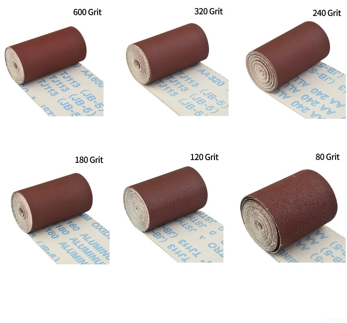 Rotolo di tela smeriglio di alta qualità, lunghezza 5 metri, grana 80600, perfetto per sagomati (240#)