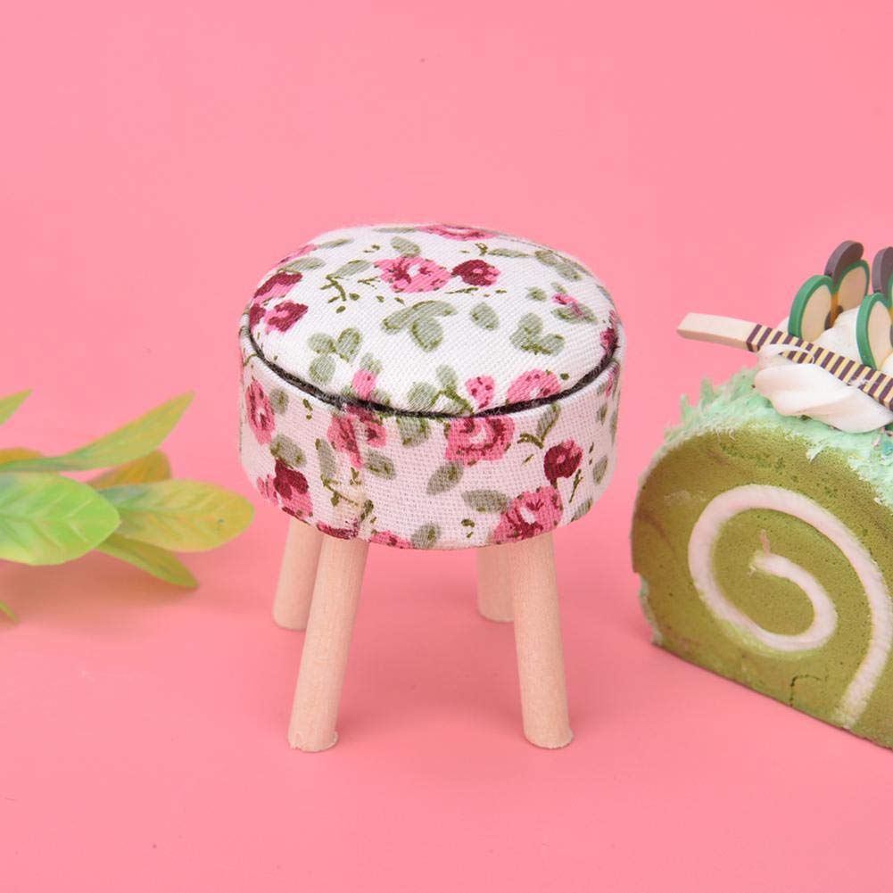 Tabouret Miniature En Bois 1:12 - Meuble Maison De Poupée, Accessoire Salon Authentique