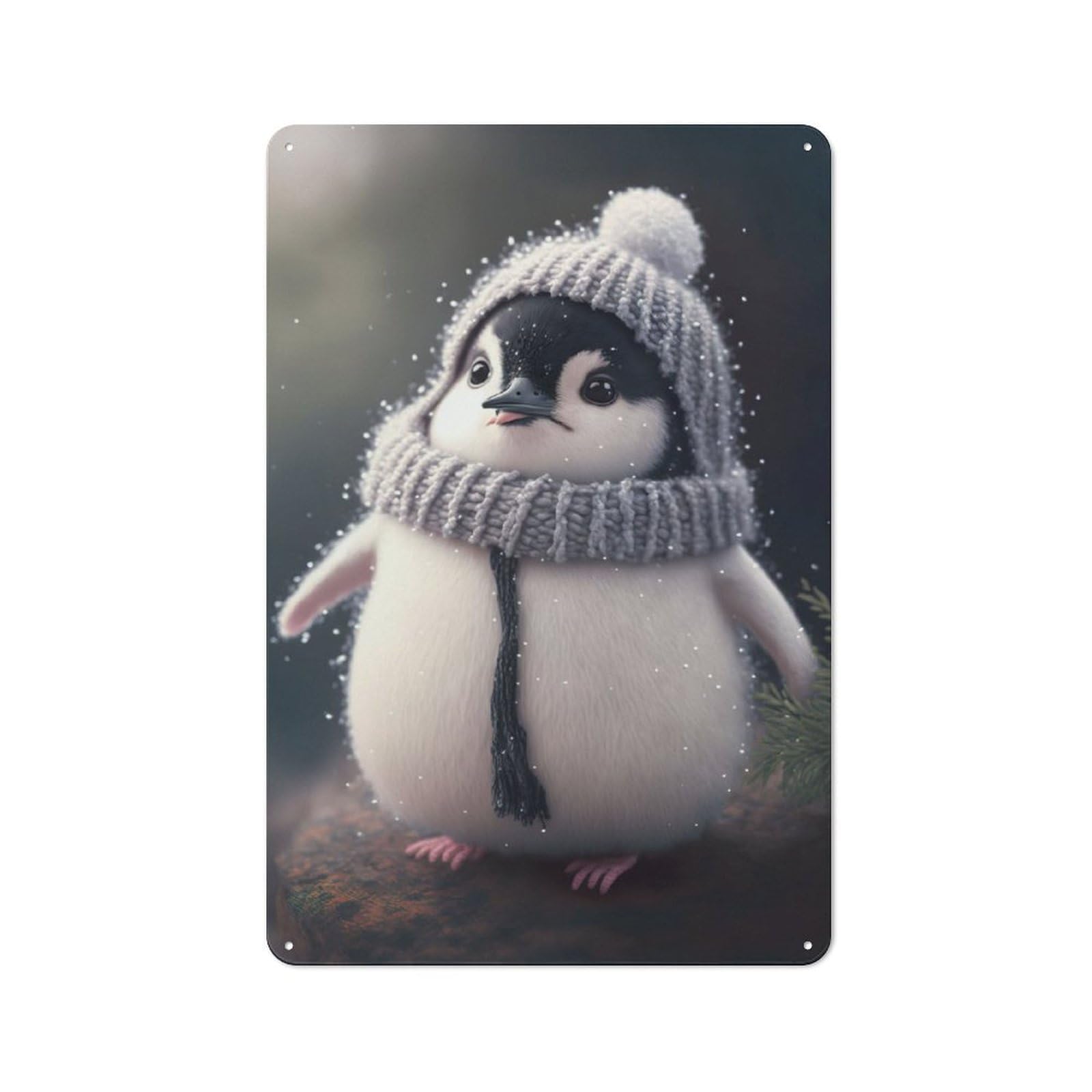 Junmoney Baby Penguin 30X20cm Retro Tin Sign With For Kitchen Or Home Bar, A Decorative Gift For A Newly Furnished Kitchen And Home Bar