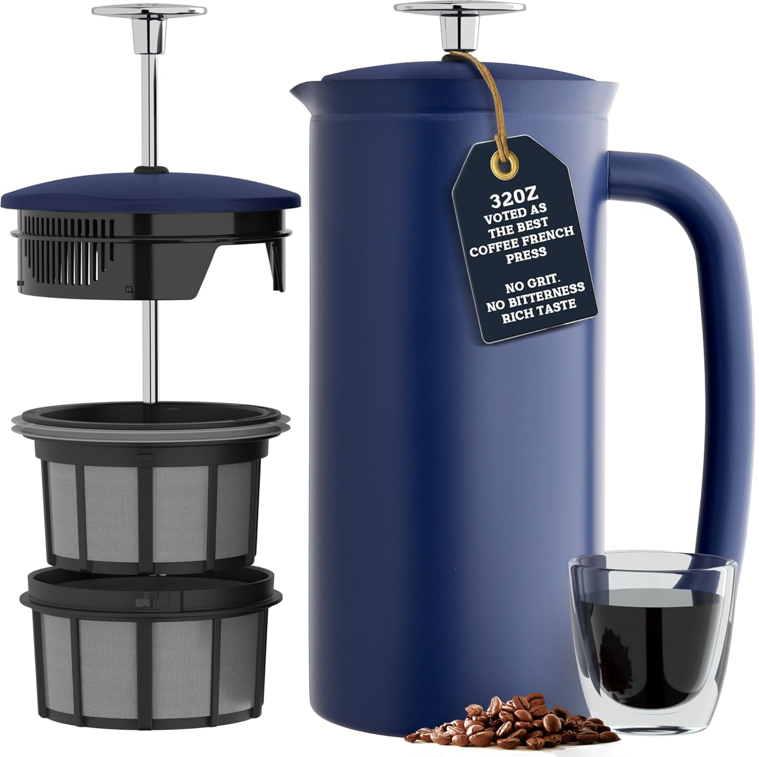 ESPRO P7 Stainless Steel Cafetiere French Press Insulated, 946ml, Blue