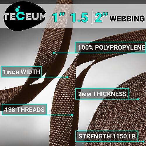Image of TECEUM 3 /4 inch & 5 /8 inch & 1 inch & 1.5 inch & 2 inch Webbing - 10 25 50 Yards - 40+ Colors - Heavy Duty 1 Inch 1.5 Inch 2 Inch Backpack Straps - Webbing for Outdoors Indoors Crafting DIY
