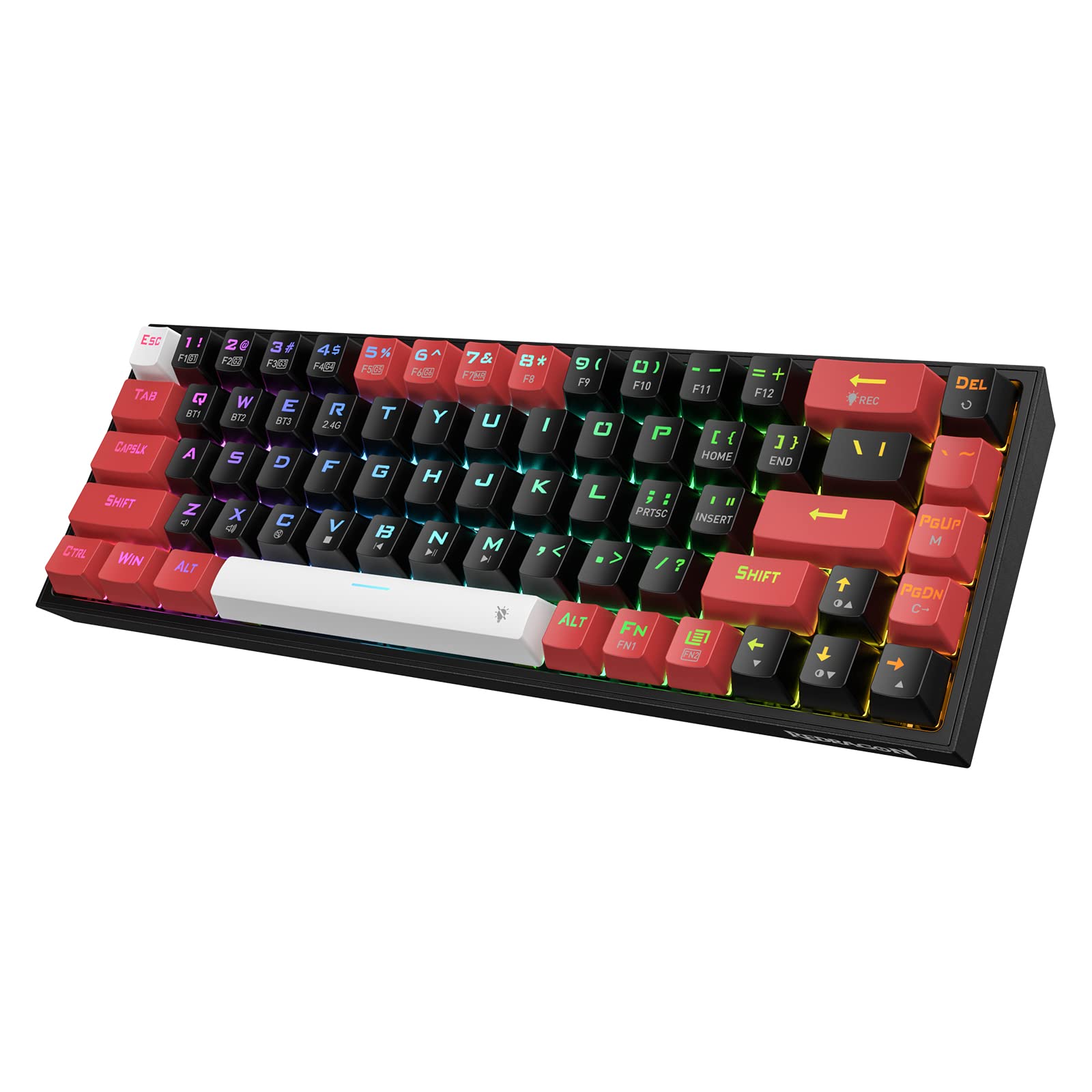Redragon K631 PRO 65% 3-Mode Wireless RGB Gaming Keyboard, 68 Keys Hot-Swappable Compact Mechanical 