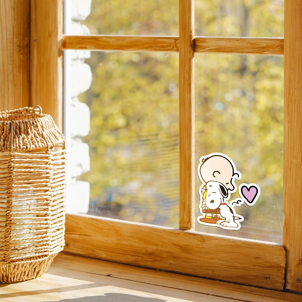 Snoopy & Charlie Brown Hugging Adhesive Vinyl Decal, Cute Snoopy Heart Sticker for Car, Window, Water Bottle or Laptop (4" x 3.2")