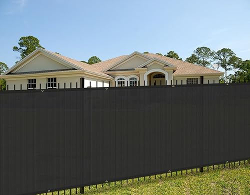 Coarbor Pantalla de privacidad para valla negra de 6 x 50 pies con fijaciones y ojales, resistente y perfecto para comerciales, residenciales,