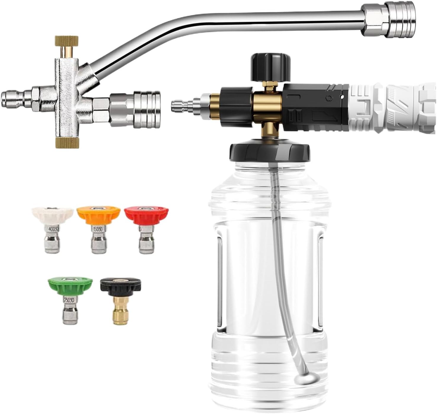 高圧洗浄機用フォームキャノン - 洗車フォームスプレー | 調節可能なスプレーノズルソープディスペンサーキット 車、トラック、タイヤ