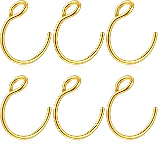 6Pcs Gold Fake Nose Rings For Women Faux 20G - Nose Ring Hoop Piercings