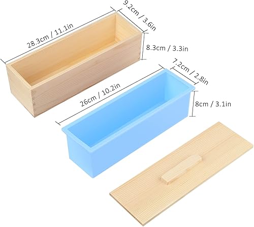 Miniatura 2 de 3 moldes para pan de jabón, moldes de jabón de 42 onzas para hacer jabón con cajas de madera, juego de 3, caja de barra de jabón se puede utilizar
