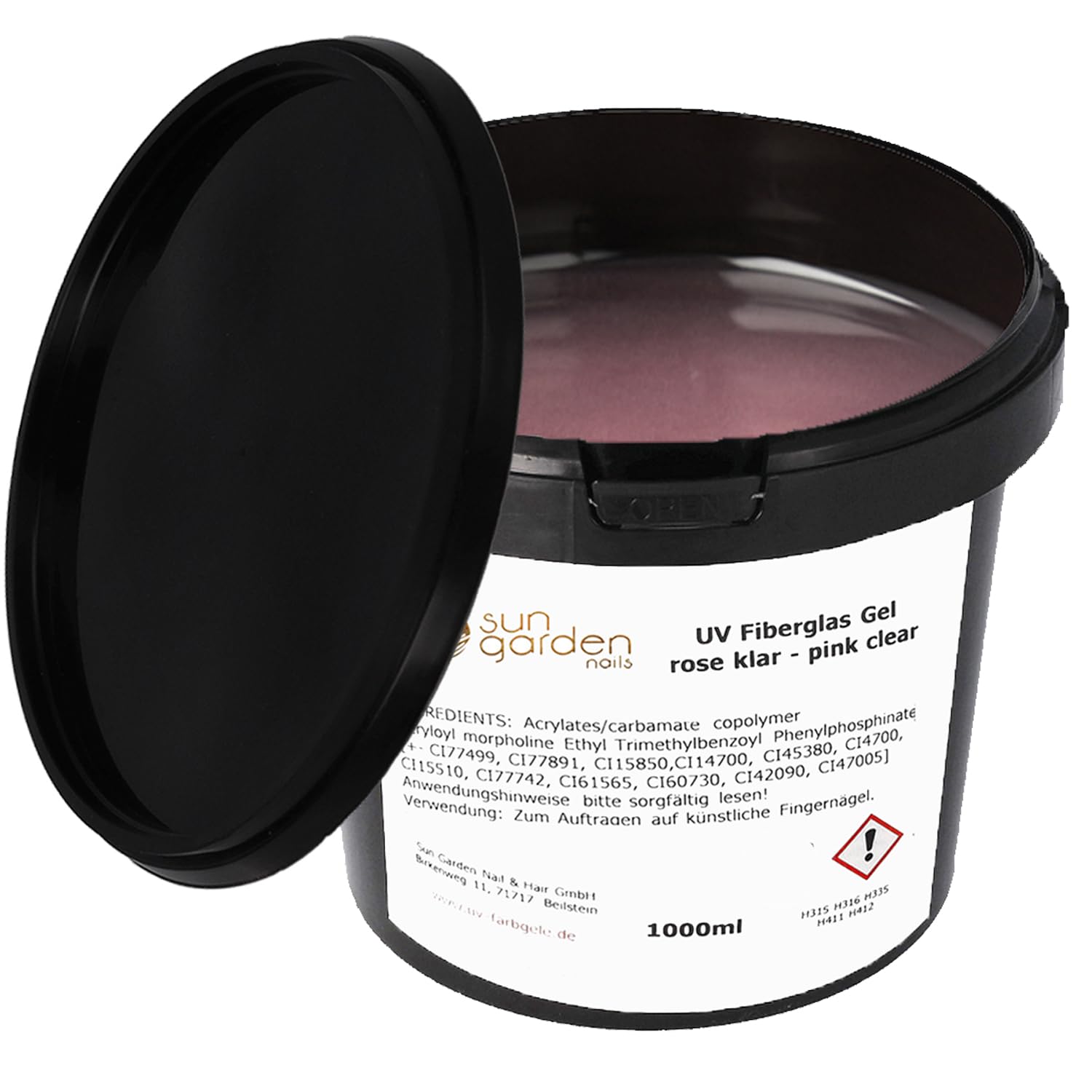 Gel UV in fibra di vetro rosa trasparente, 1000 ml, Premium Line – Gel di finitura, top coat – High Gloss Gel 1 fase