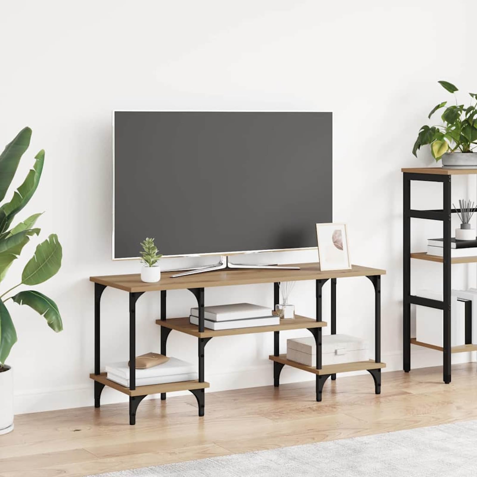 Gecheer TV-Schränk Artisan-Eiche 102 x 35 x 45,5 cm, Fernsehschrank Fernsehtisch TV-Lowboard für Wohnzimmer Home-Cinema Gamerzimmer881295