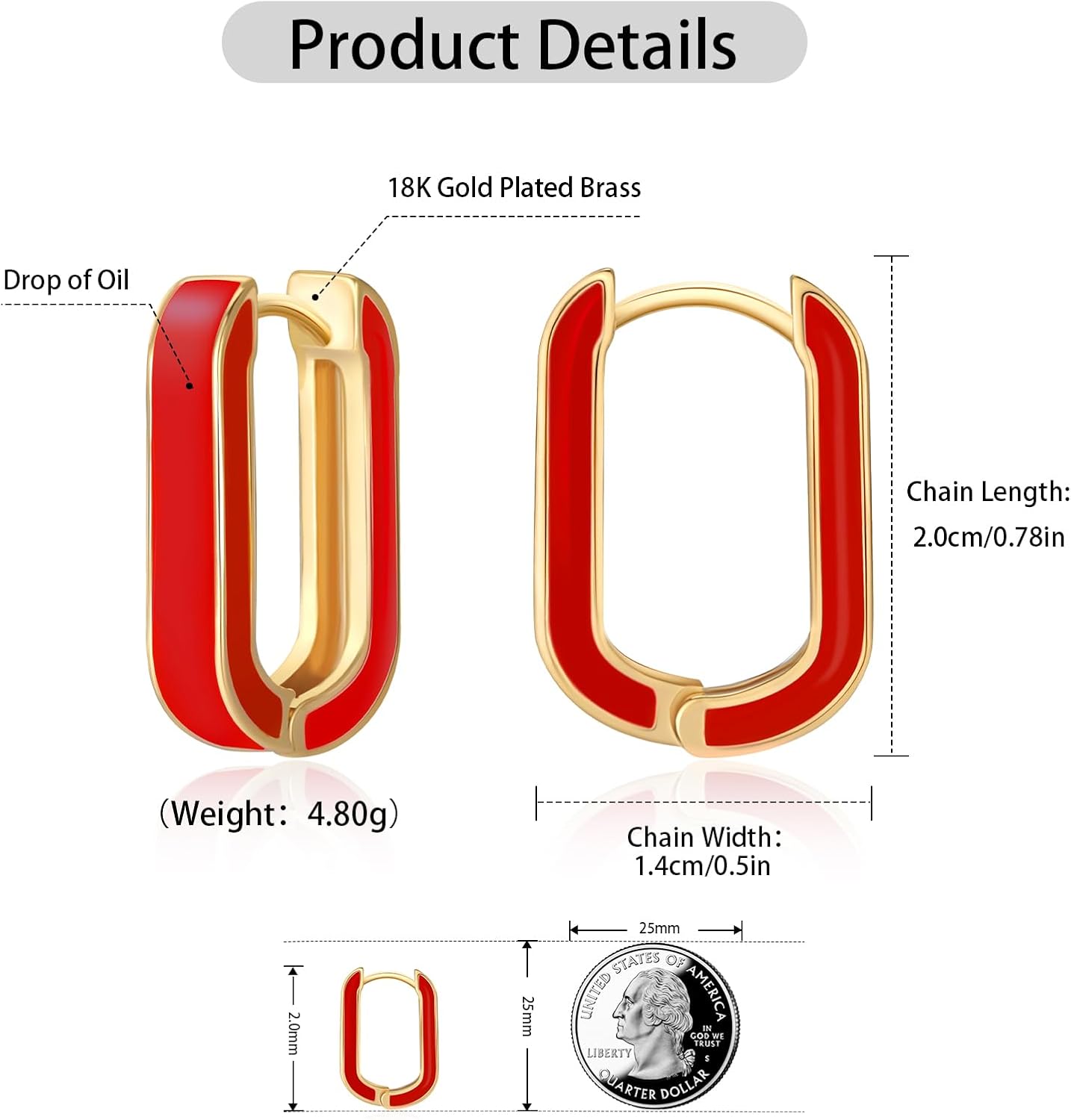 Huggie Hoop Earrings for Women, 18K Gold Plated Colorful Enamel Huggie Earrings Small Hypoallergenic Cute Jewelry Gifts - Image 2