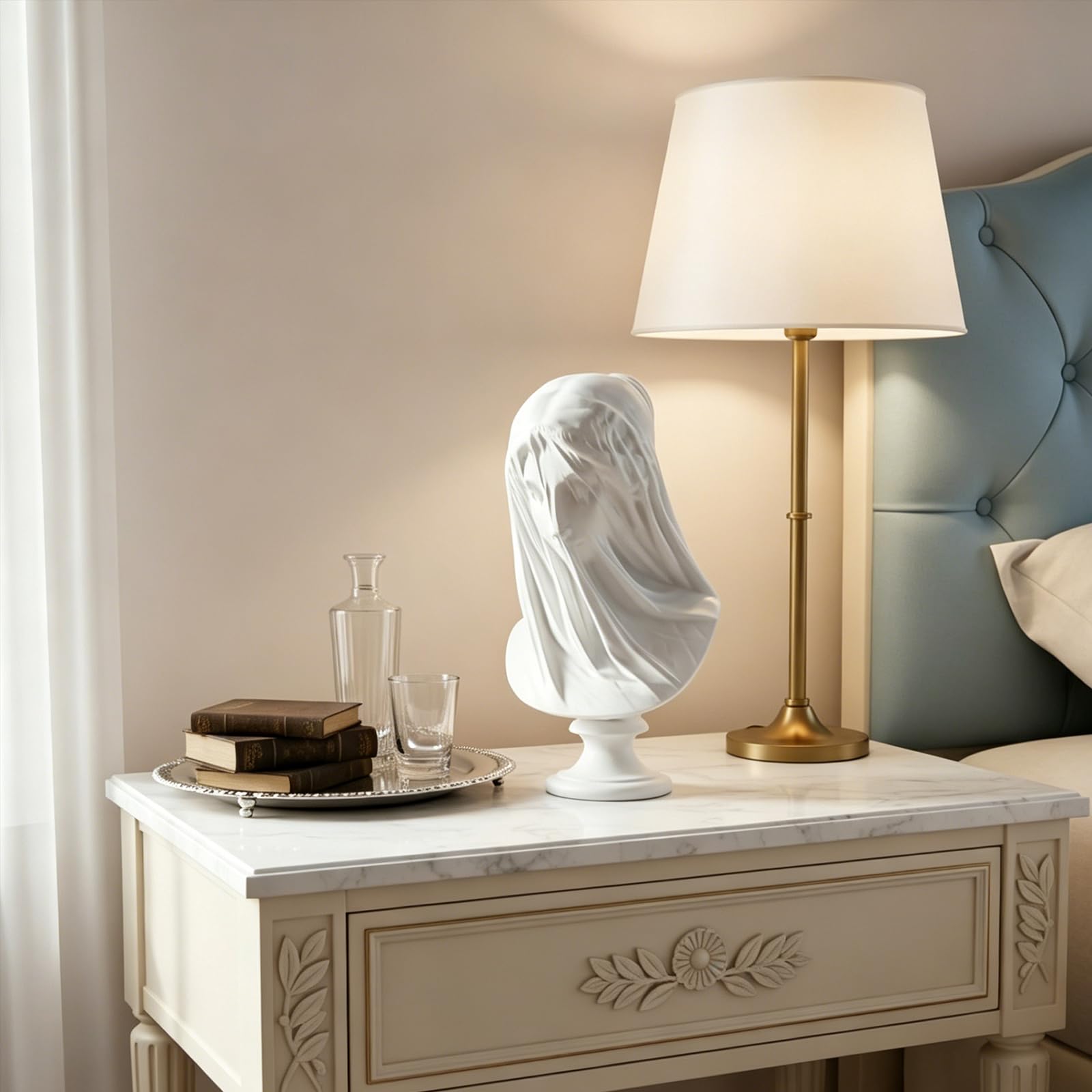 Statua della dea greca con busto velato da 33 cm, grande busto classico romano mitologia greca, regalo decorativo, scultura velata per la decorazione della casa, utilizzata per statue e sculture