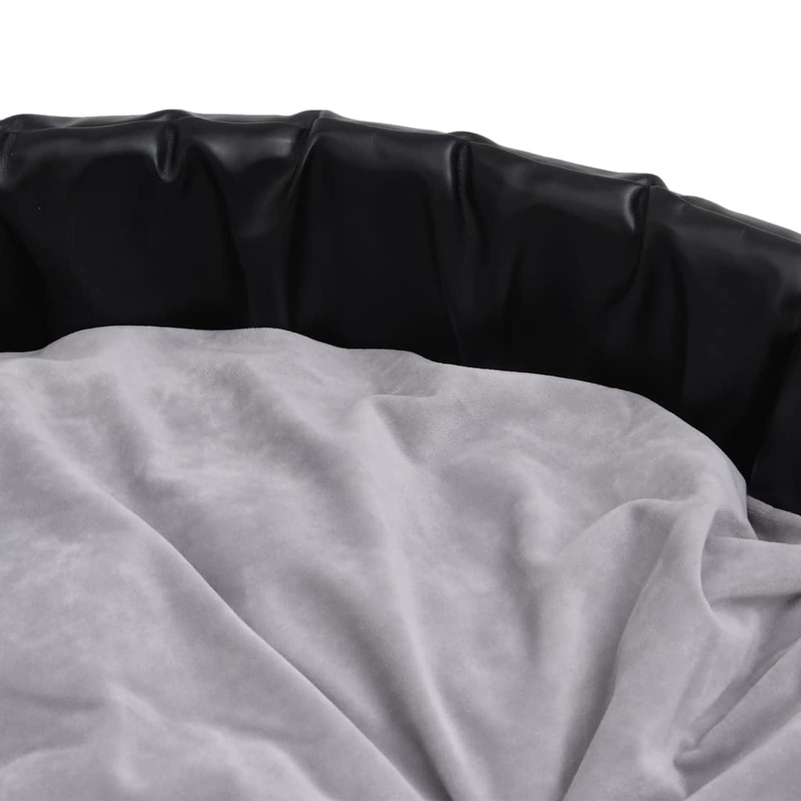 ZHOUMIN Cama para Perros, Sofa Perro, Colchon Perro, Sofá Cama para Mascotas, Felpa y Cuero sintético Negro Gris 69x59x19 cm
