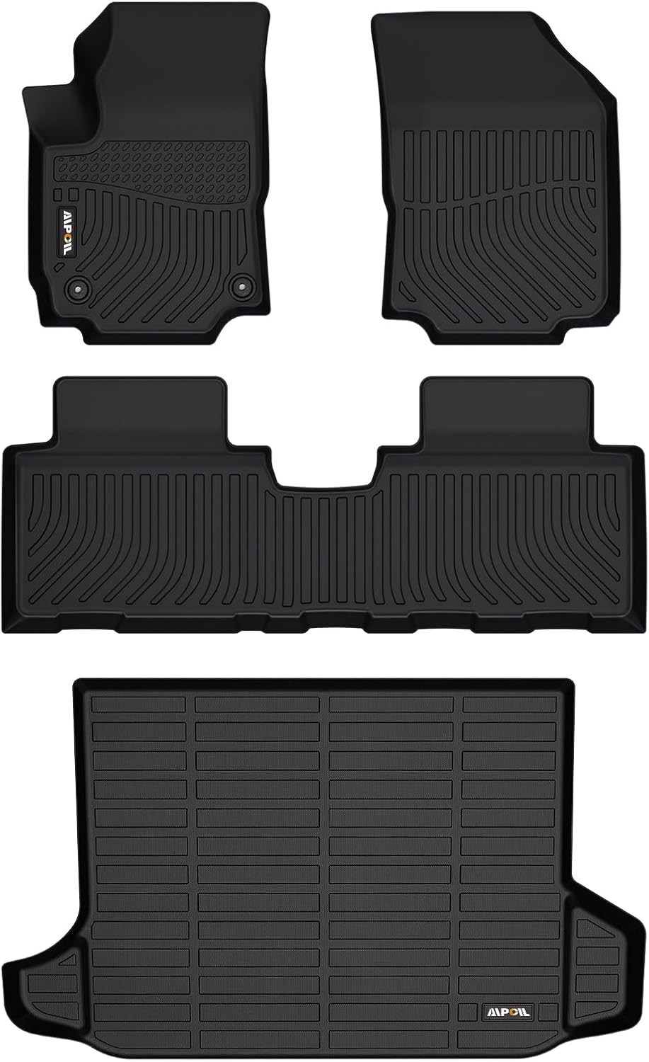 AIPOIL® Floor Mats & Cargo Liner Set for 2018-2024 Chevy Equinox & GMC Terrain All Weather Protection TPE Anti-Slip Automotive Full Set Custom Chevrolet Equinox Car Mats Accessories - Black 32) For Equinox & Terrain 2018-2024 Full Set