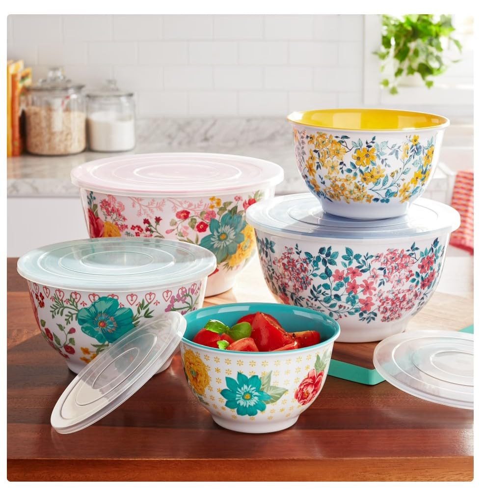 Woman 10-Piece Melamine Mixing Bowl Set Fancy Flourish