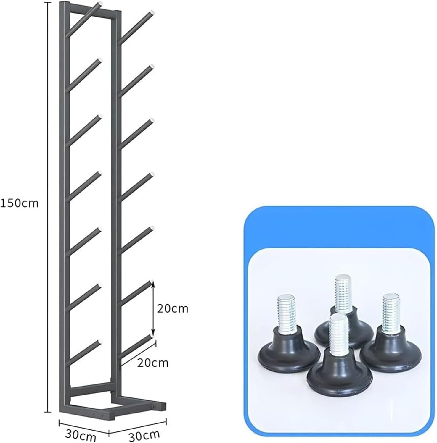 Free Standing,Snowboard Rack, Floor Stand Ski Organizer Rack Snowboard Storage Shelf Home Gym Organize Holder for Garage and(30x30x150 cm)
