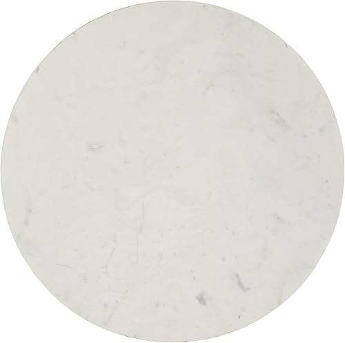 Miniatura 8 de Kate and Laurel Soleyn Mid-Century - Mesa auxiliar de madera y mármol auténtico, 20 x 20 x 24 pulgadas, mármol blanco y madera natural, mesa redonda