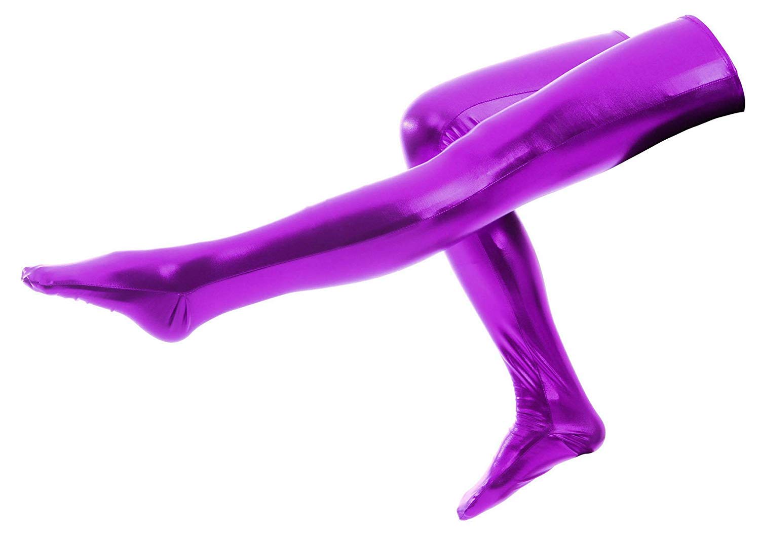 VSVOWomen's Shiny Metallic Spandex Skintight Stocking (35in, Purple)