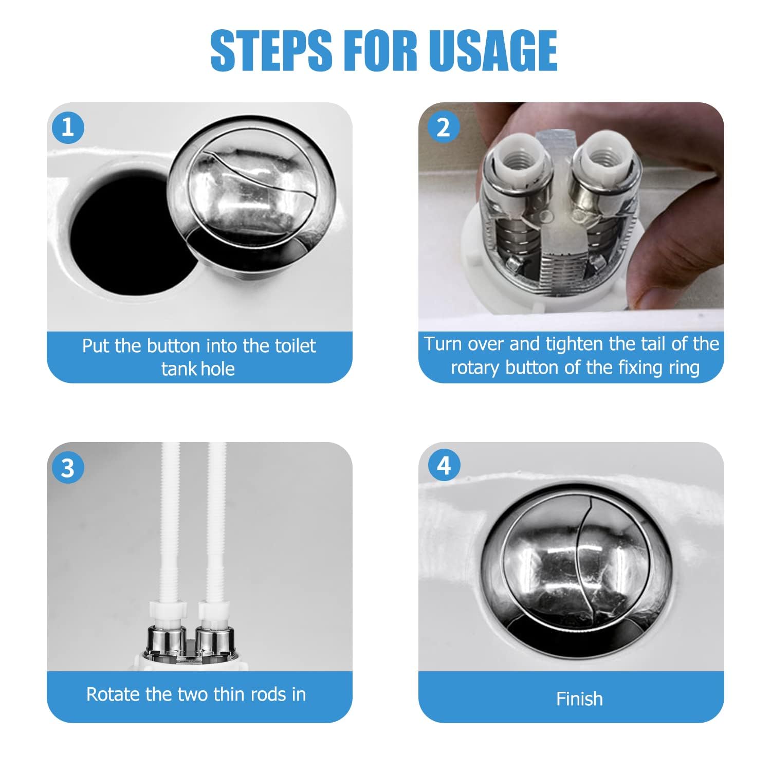 Ancable Botón de descarga de inodoro doble, 2 unidades, accesorios de botón de descarga de inodoro de cabeza redonda para reparación de tanque de agua de baño