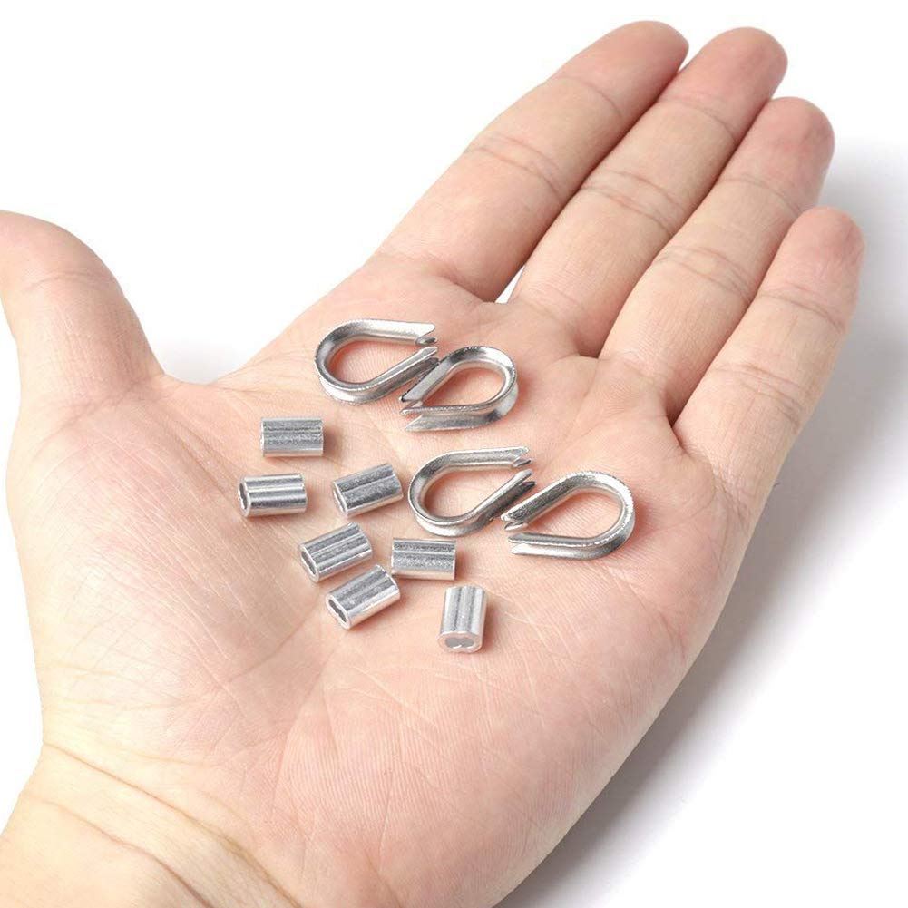 Kit 70 Pezzi Per Funi Metalliche - Ditali 2mm E Morsetti M2 In Alluminio, Per Sartiame E Recinzioni - Foto 11