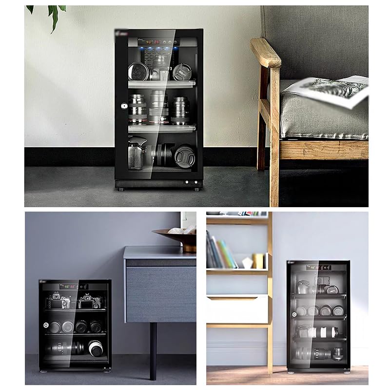 Electronic Moisture-Proof Box, Camera Photographic Equipment Moisture-Proof Cabinet, Laboratory Equipment Storage Drying Box,Black,40L