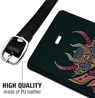 Vista 3 de Samurai Warrior Japanese Demon Oni Máscara Rectángulo de Cuero para Equipaje Tarjeta de Identificación