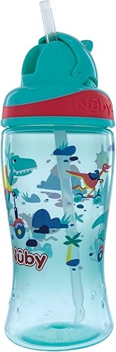 Miniatura 5 de Nuby Thirsty Kids Flip-it - Taza de refuerzo impresa con popote fino y suave, 12 onzas, más de 18 meses, 1 paquete de impresión puede variar