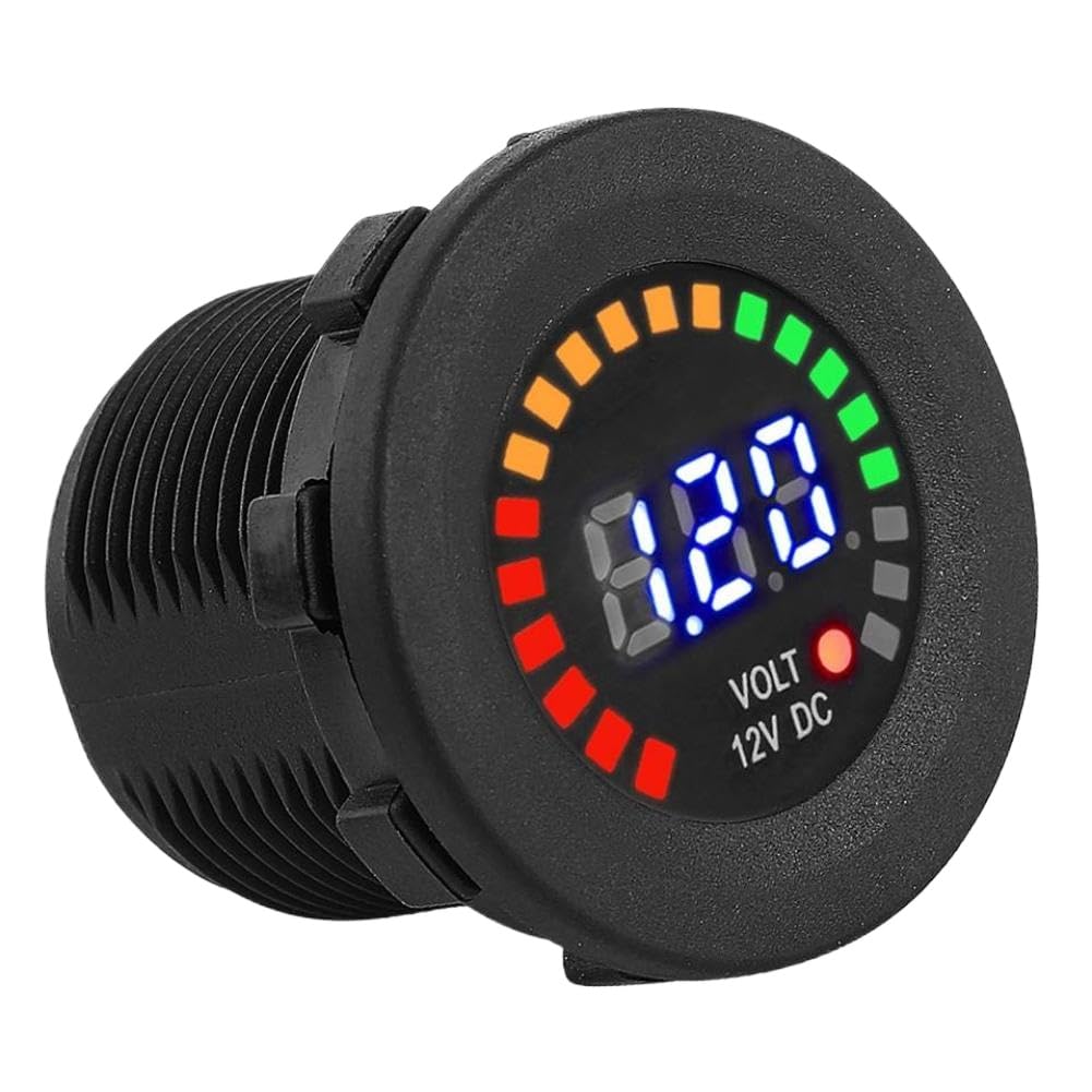 LED-Digitalanzeige-Voltmeter 12 V, kompatibel mit Motorrad, Auto, Boot, ATV, UTV, Wohnmobil