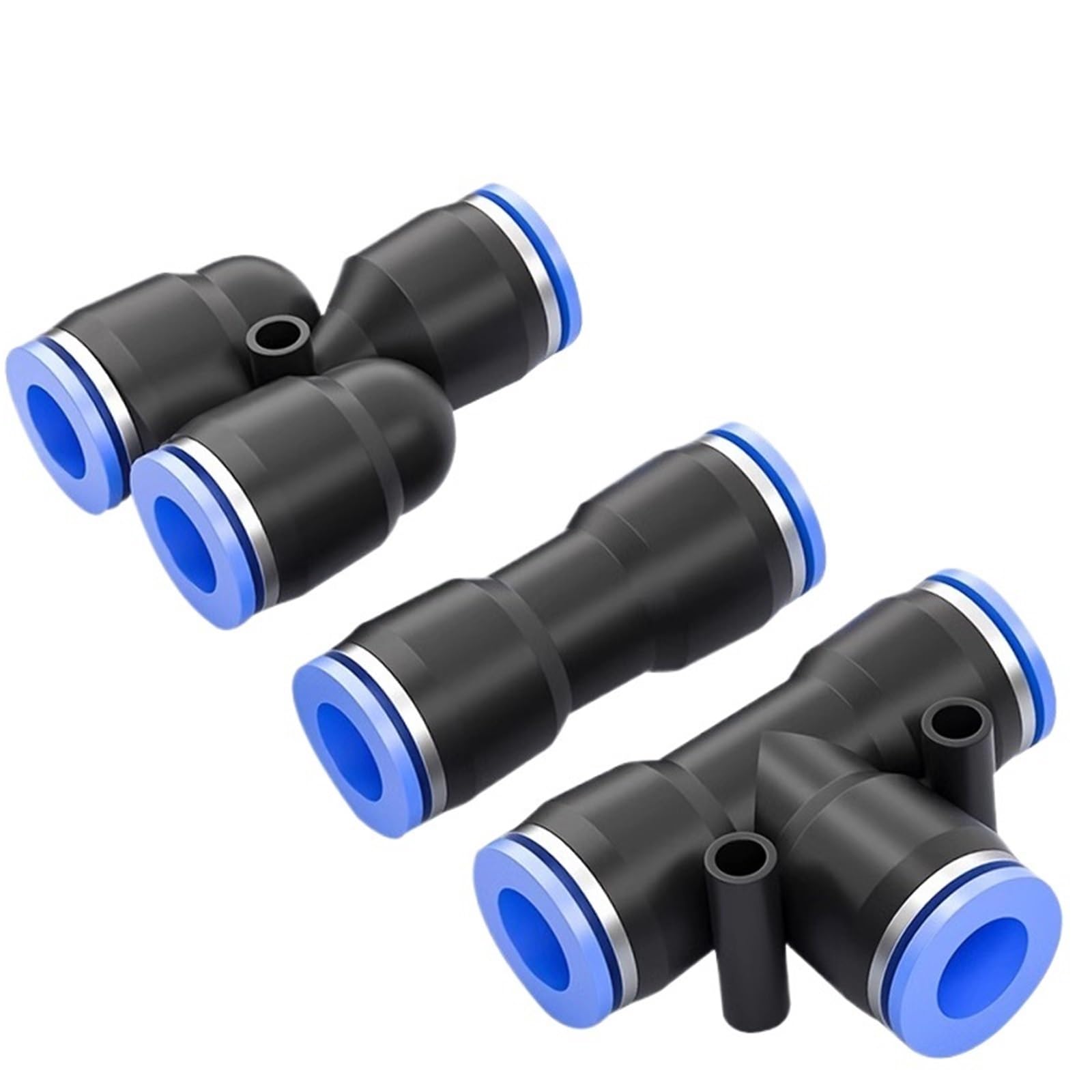 100 conectores de aire PE PY 4, 6, 8, 10, 12 mm, conexión neumática rápida, conector de tubo de manguera de plástico de 3 vías (4 mm, 100 unidades), PY)