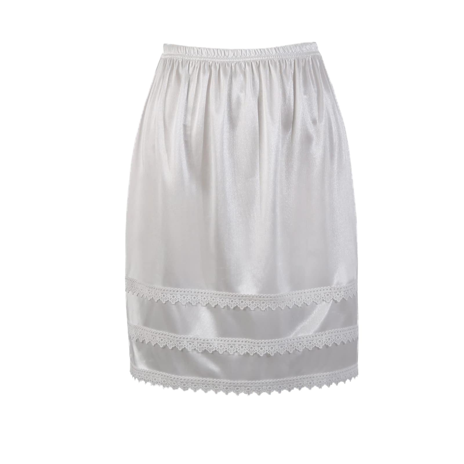 Women's Satin Half Slips Solid Color Long Underskirt Elastic Waist Inner Lining Midi Skirt Y2k Ladies Petticoats Under Dresses