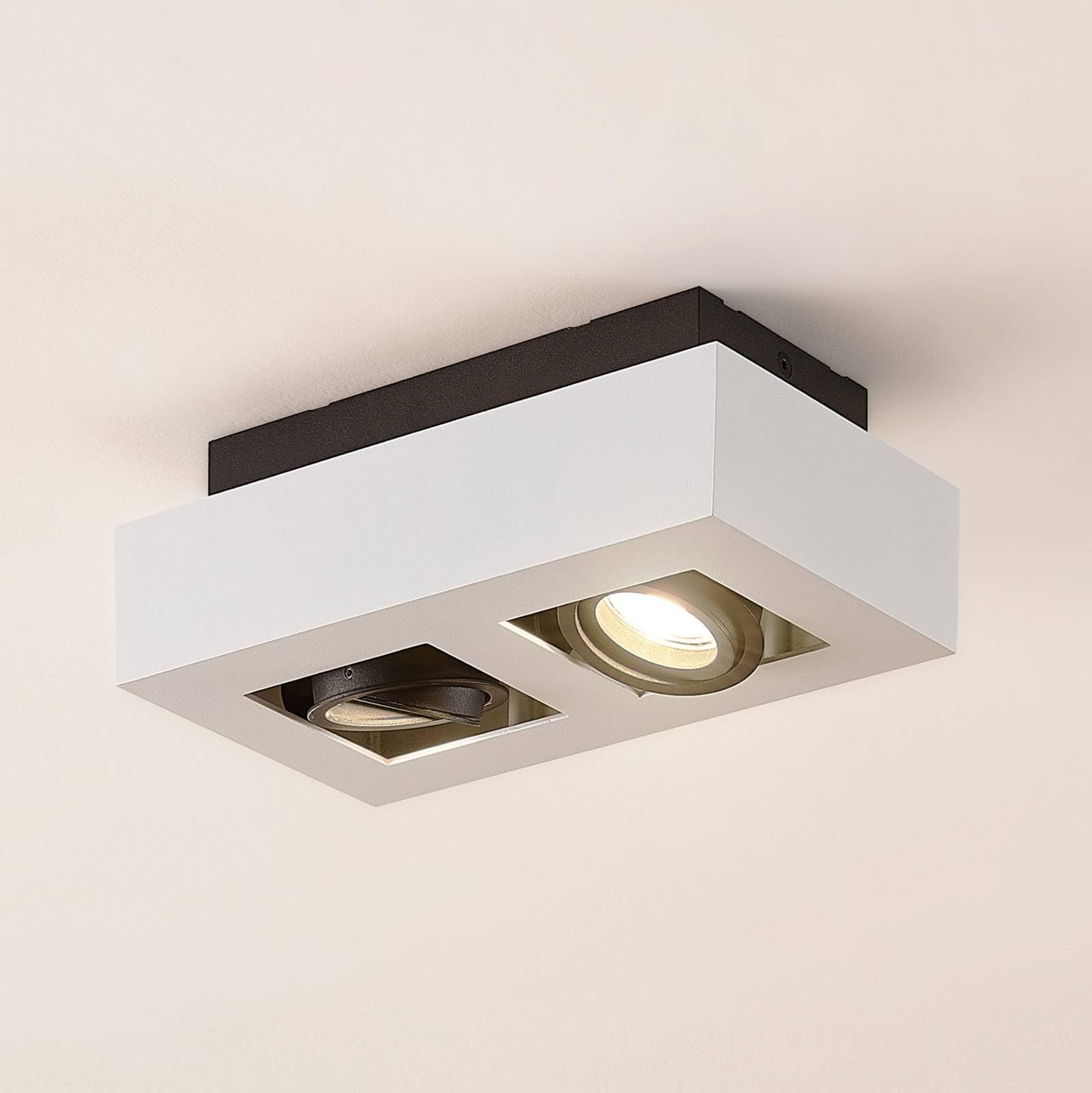Arcchio lámpara de techo en blanco, foco | lámpara de cocina, gu10, 2 bombillas, moderno, de aluminio, angular para pasillo, oficina, espacio de trabajo, sala de