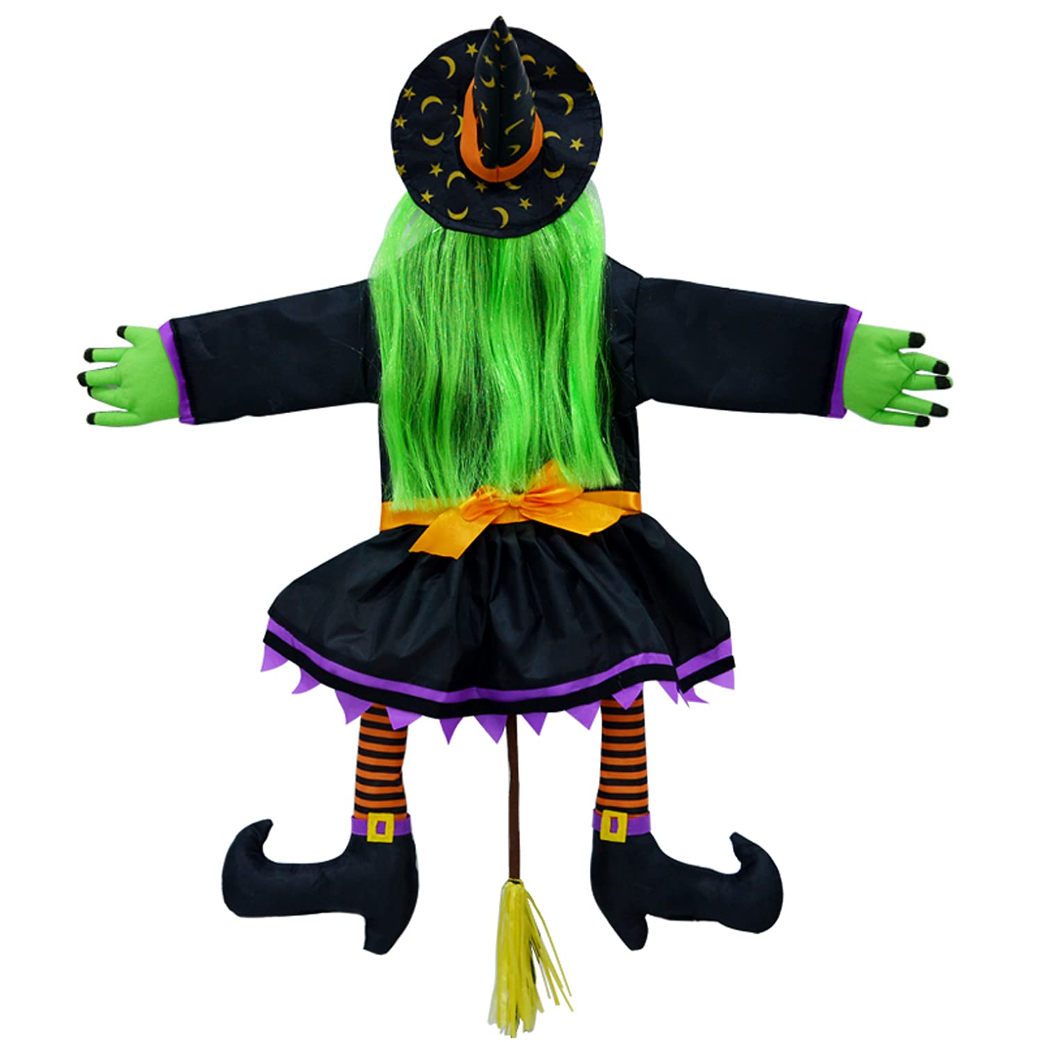 Halloween Hanging Witch Decoration Toys, 41" x 32" Hanging Ornaments Flying Witches Halloween Haunted House Hanging Props Party Decor（Green）