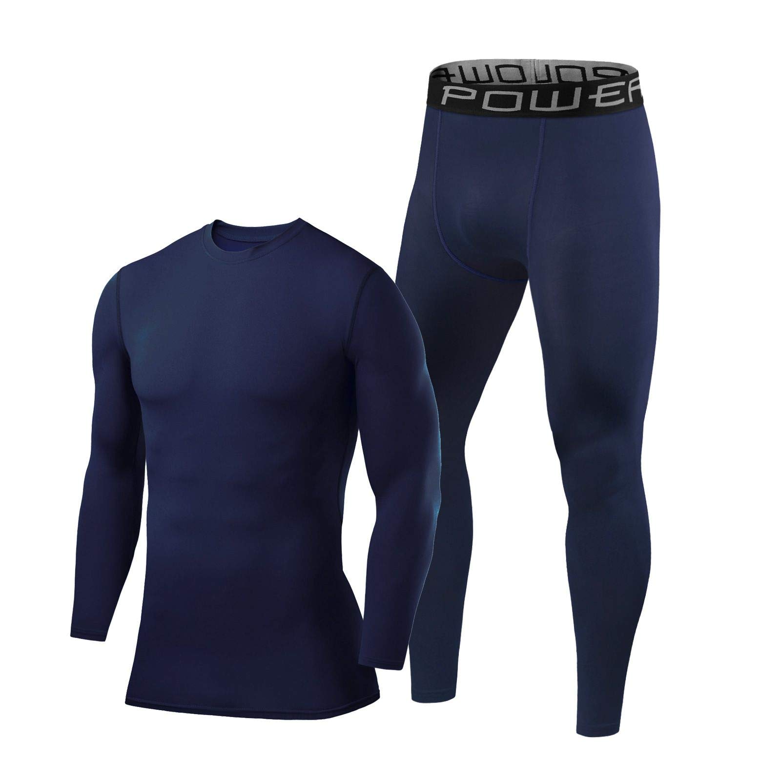 PowerLayerMen's Performance Base Layer Thermal Long Sleeve Top & Tights Compression Set