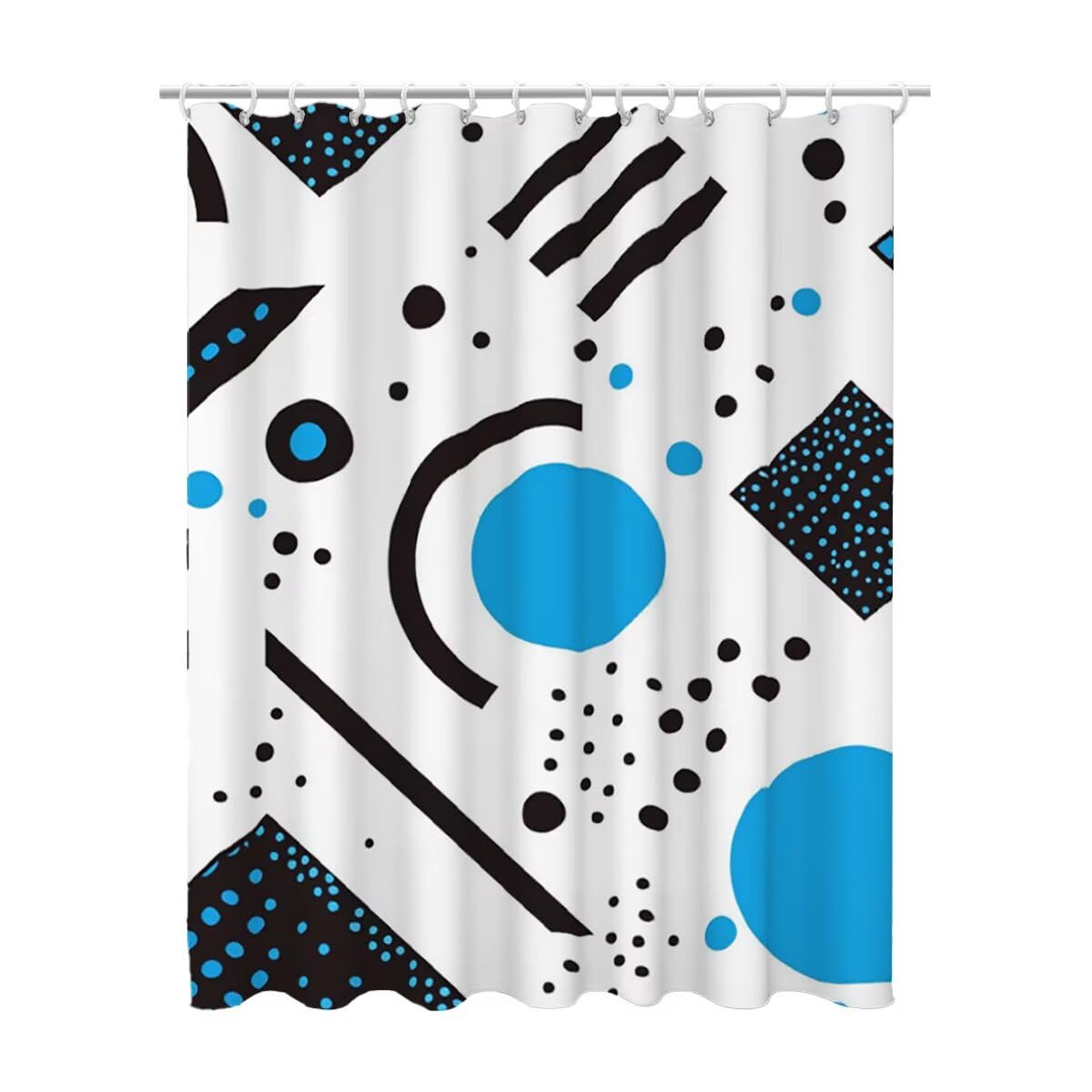 Rideau de douche imperméable avec ourlet lesté anti-adhérence bleu