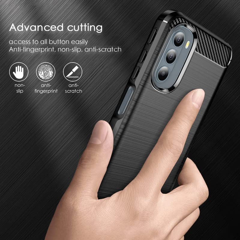 Image of NPRC Hybrid Ultra Slim Protective Case TPU Non-Slip Carbon Fiber Texture Shockproof Case Cover for Moto G31 - Black