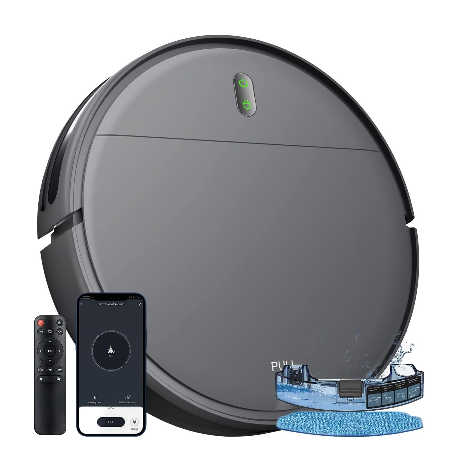 EWsdsfs Robot Vacuum Cleaner 6000Pa Power Auto Charging App Control Water Tank Wet Mopping Robot Vacuum Cleaner Electric Sweeper(Black)